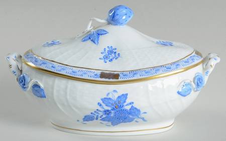 Chinese Bouquet Blue (AB) Sauce Boat & Lid