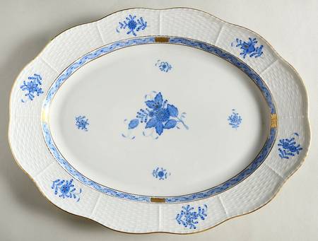 Chinese Bouquet Blue (AB) 14" Oval Serving Platter