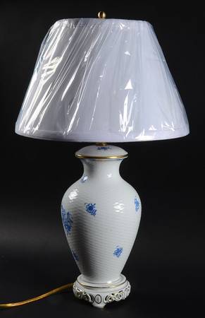 Chinese Bouquet Blue (AB) 19" Electric Lamp & Shade