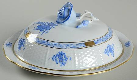 Chinese Bouquet Blue (AB) Muffin Dish & Lid