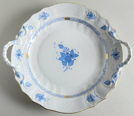 Chinese Bouquet Blue (AB) 14" Handled Chop Plate (Round Platter)