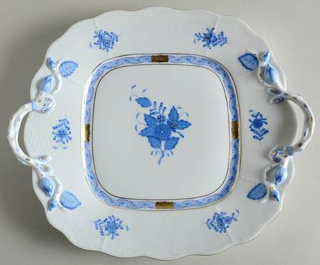 Chinese Bouquet Blue (AB) Square Handled Cake Plate