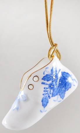 Chinese Bouquet Blue (AB) Mini Baby Shoe Ornament