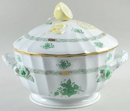 Chinese Bouquet Green (AV) 4 Qt Round Tureen & Lid