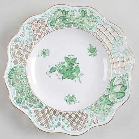 Chinese Bouquet Green (AV) 8" Pierced Plate