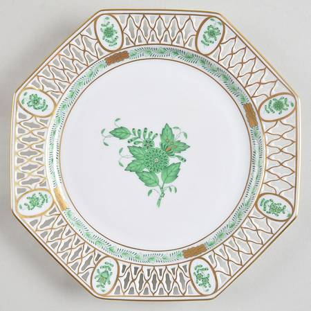 Chinese Bouquet Green (AV) Octagonal Dessert Plate