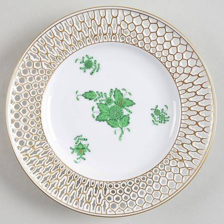 Chinese Bouquet Green (AV) Pierced Bread & Butter Plate