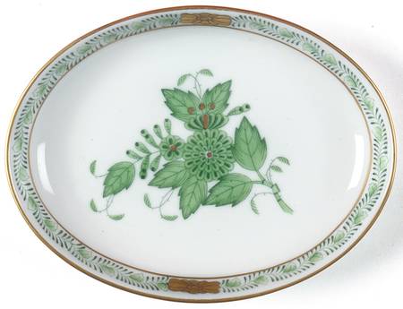 Chinese Bouquet Green (AV) 4" Oval Ashtray