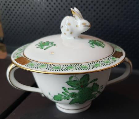 Chinese Bouquet Green (AV) Mini Sugar Bowl & Lid