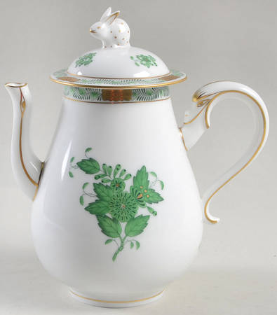 Chinese Bouquet Green (AV) Individual Coffee Pot & Lid