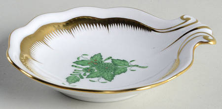 Chinese Bouquet Green (AV) Shell Shaped Bowl by Herend