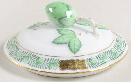 Chinese Bouquet Green (AV) Pot de Creme (2pc)-Lid Only