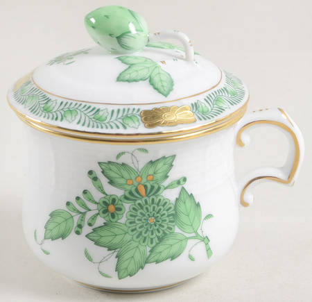 Chinese Bouquet Green (AV) Pot de Creme (2 Pc)-Lid & Base