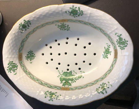 Chinese Bouquet Green (AV) Large Pierced Fruit Bowl