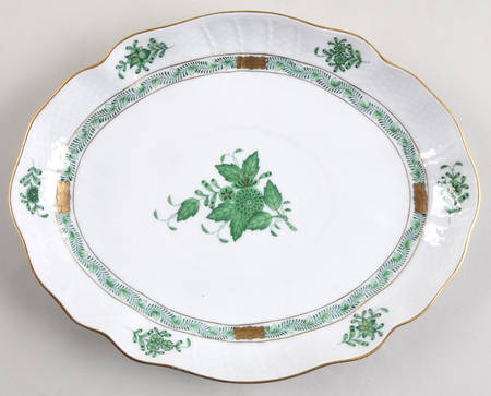 Chinese Bouquet Green (AV) 10" Oval Dish