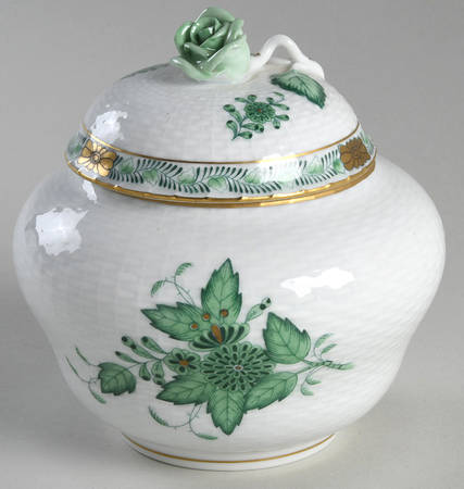 Chinese Bouquet Green (AV) 5" Ginger Jar & Lid