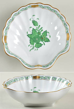 Chinese Bouquet Green (AV) Shell Shaped Dish