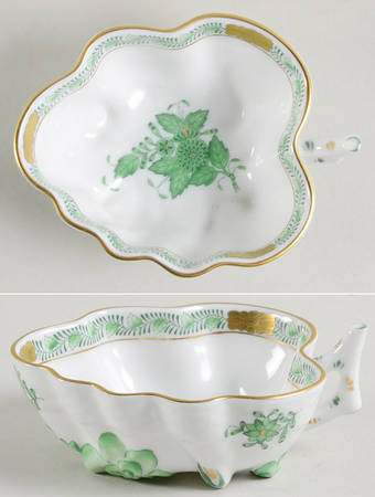 Chinese Bouquet Green (AV) Small Deep Leaf Dish