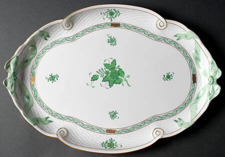 Chinese Bouquet Green (AV) 15" Oval Tray