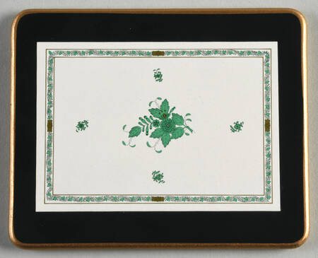 Chinese Bouquet Green (AV) Rectangular Coaster-Corkback by Herend
