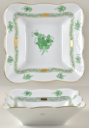 Chinese Bouquet Green (AV) 6" Square Vegetable Bowl