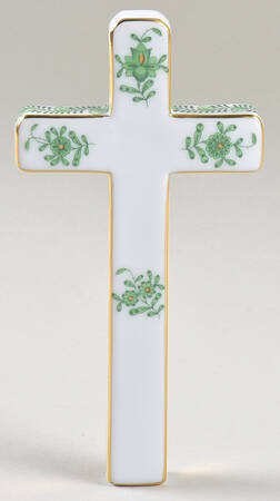 Chinese Bouquet Green (AV) 4" Ceramic Cross