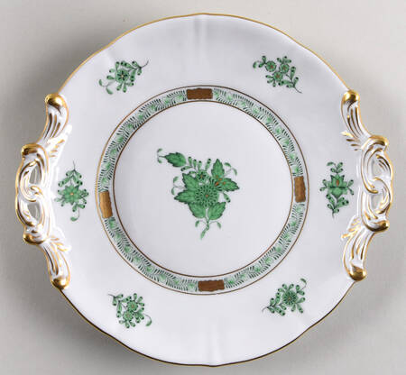 Chinese Bouquet Green (AV) Handled Round Dish by Herend