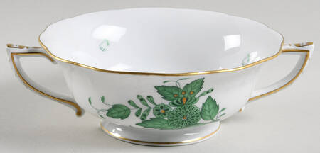 Chinese Bouquet Green (AV) Footed Cream Soup Bowl