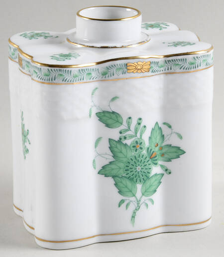 Chinese Bouquet Green (AV) Tea Caddy No Lid