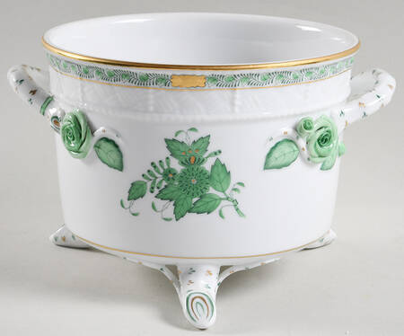 Chinese Bouquet Green (AV) Biscuit Box No Lid