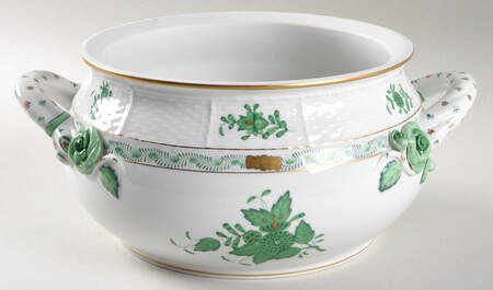 Chinese Bouquet Green (AV) Bean Pot No Lid