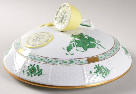 Chinese Bouquet Green (AV) Lid for Bean Pot