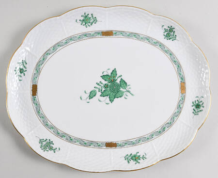 Chinese Bouquet Green (AV) 12" Oval Tray
