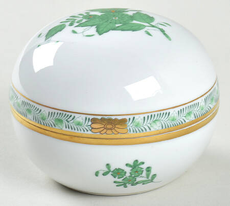 Chinese Bouquet Green (AV) 3" Round Box & Lid