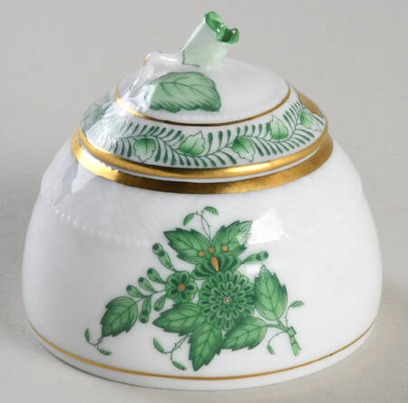 Chinese Bouquet Green (AV) Honey Pot & Lid