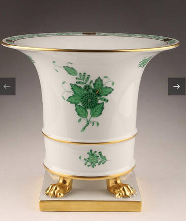 Chinese Bouquet Green (AV) 7" Claw Footed Urn Vase