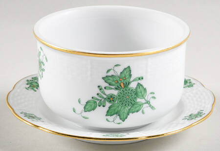 Chinese Bouquet Green (AV) Jam/Jelly w/Attached Underplate No Lid
