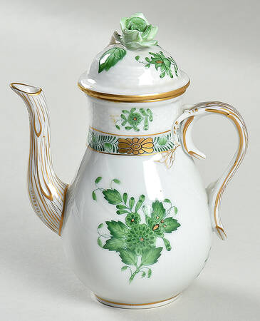 Chinese Bouquet Green (AV) Individual Coffee Pot & Lid