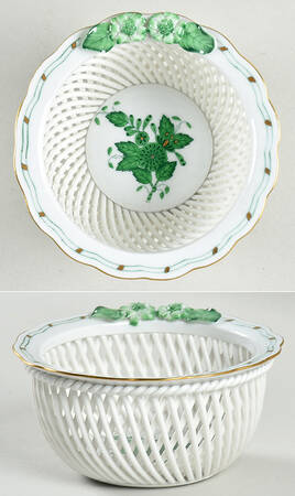 Chinese Bouquet Green (AV) 4" Small Round Open Weave Basket