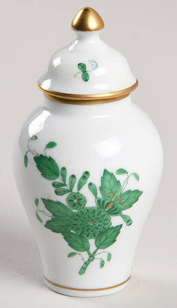Chinese Bouquet Green (AV) Small Covered Vase by Herend