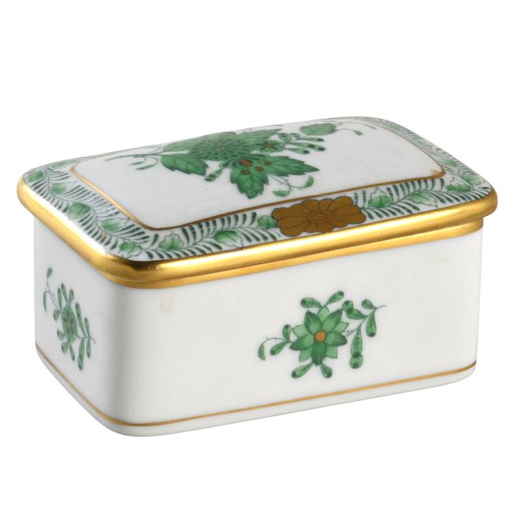 Chinese Bouquet Green (AV) Trinket Box with Lid
