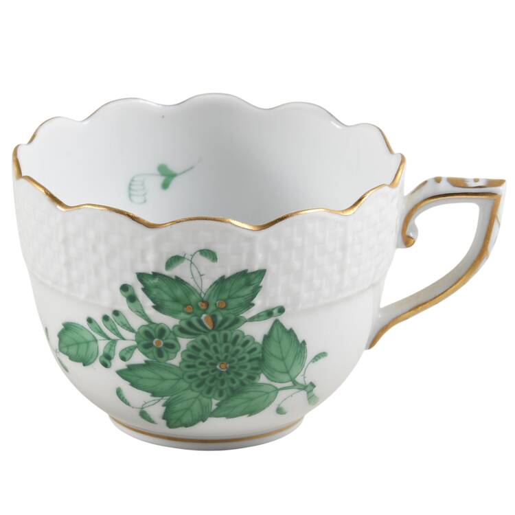 Chinese Bouquet Green (AV) Footed Demitasse Cup