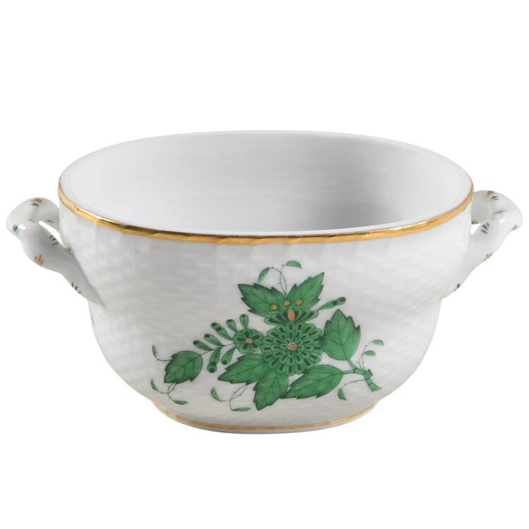 Chinese Bouquet Green (AV) 4" Oval Bon Bon No Lid