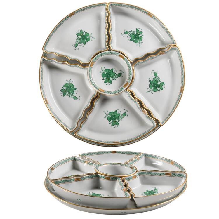 Chinese Bouquet Green (AV) 7-Piece Hors d'Oeuvres Set