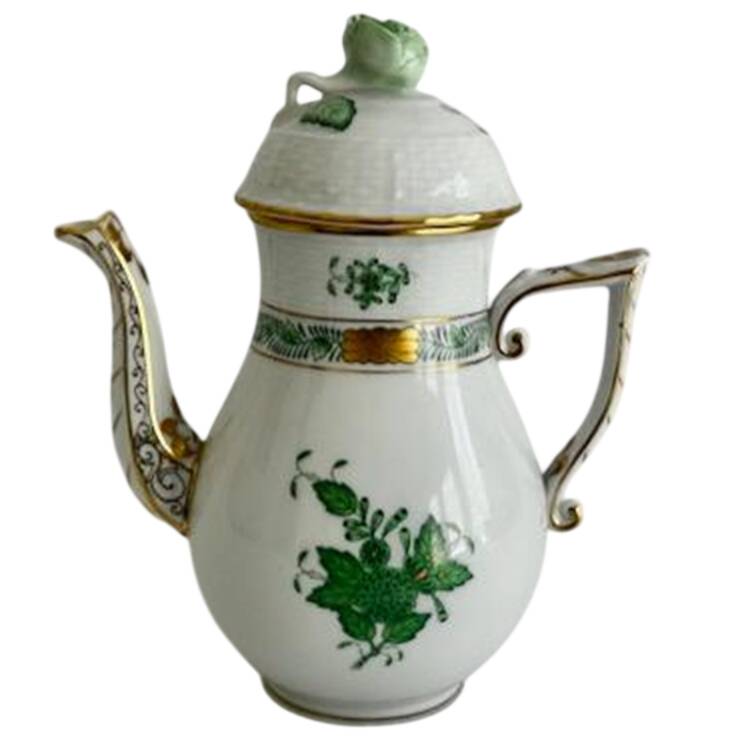 Chinese Bouquet Green (AV) Individual Coffee Pot & Lid