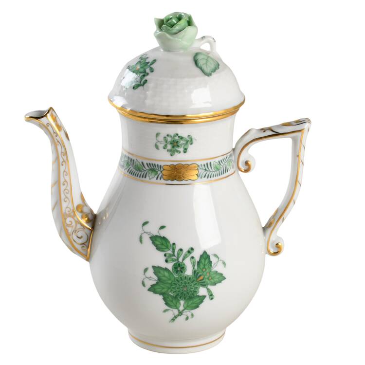 Chinese Bouquet Green (AV) Individual Coffee Pot & Lid