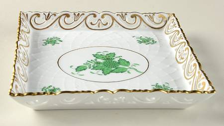 Chinese Bouquet Green (AV) 6" Square Tray