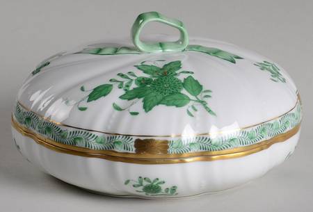 Chinese Bouquet Green (AV) Large Candy Box & Lid