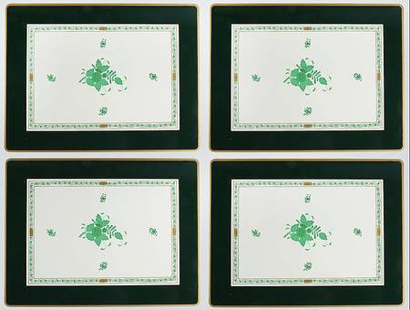 Chinese Bouquet Green (AV) Corkboard Placemat - Set of 4