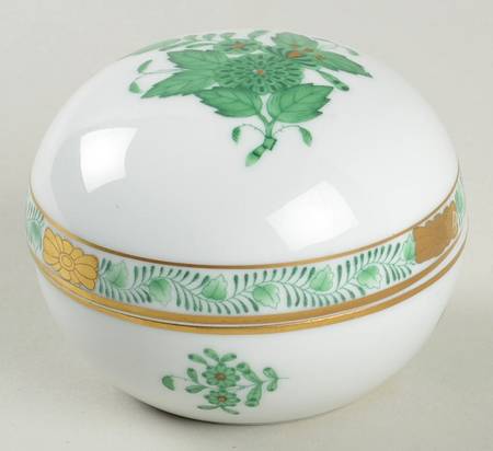 Chinese Bouquet Green (AV) Small Round Bon Bon & Lid by Herend